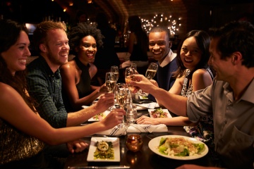 group of friends dining together