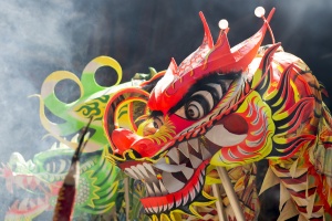 closeup head dancing dragon china