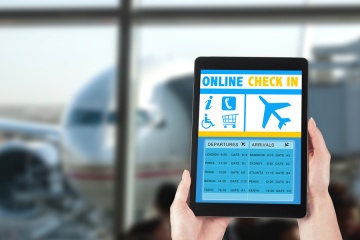 On tablet using benefits of online check-in