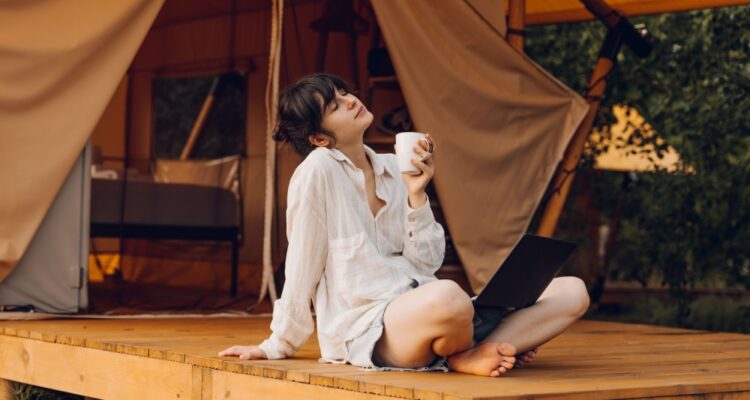 girl glamping