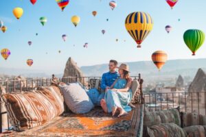 Couple on their honeymoon