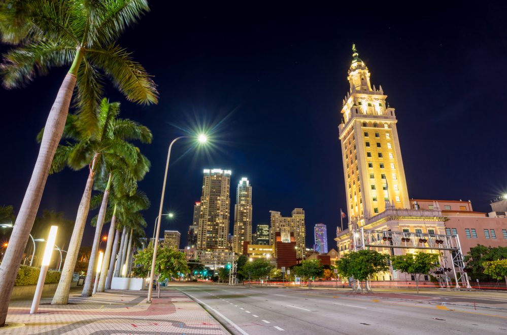 Freedom Tower at twilight in Miami, Florida
