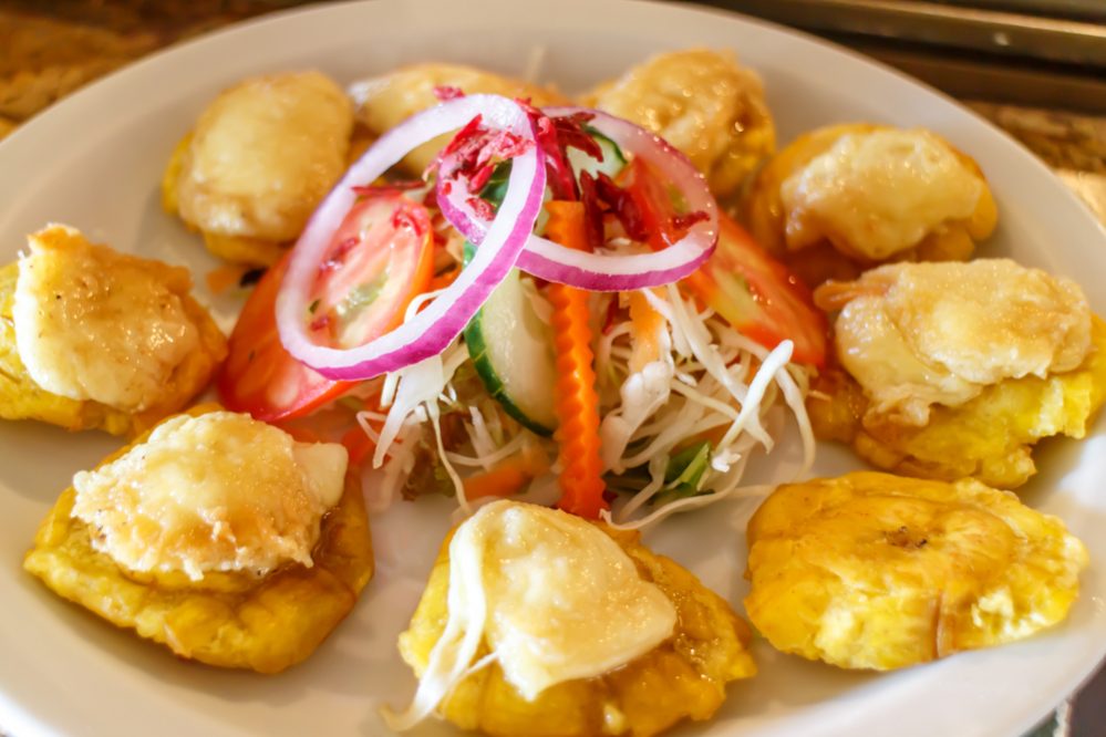 tostones with salad, typical nicaraguan cuisine