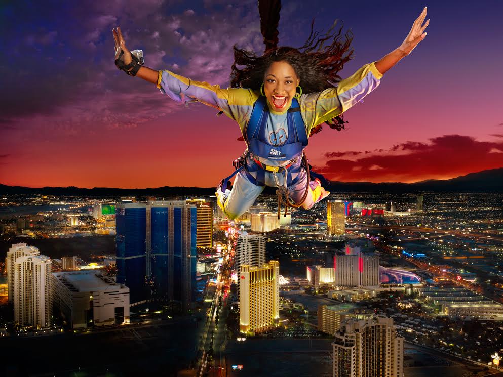 Stratosphere Tower Lady Skydiving