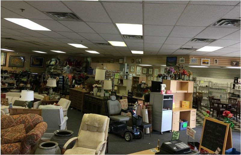 Inside layout of a thrift shop