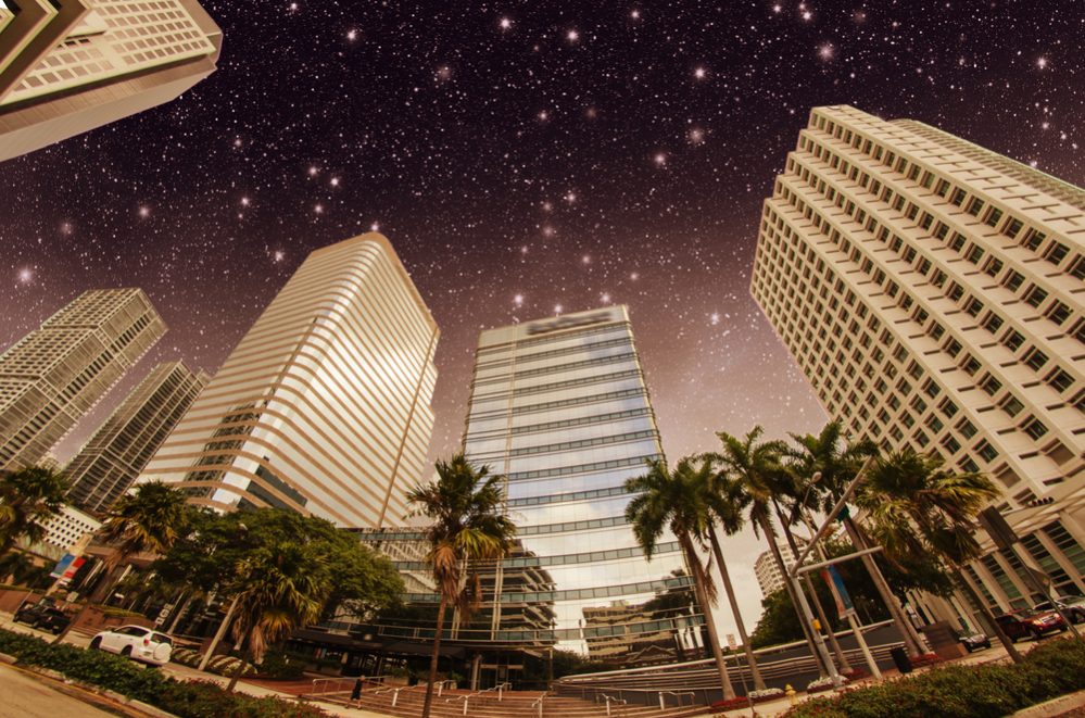 Miami Art Deco District at night