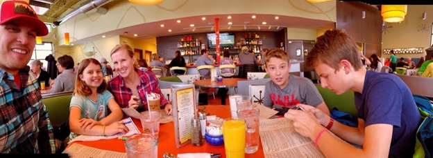 Kirstin and family eating